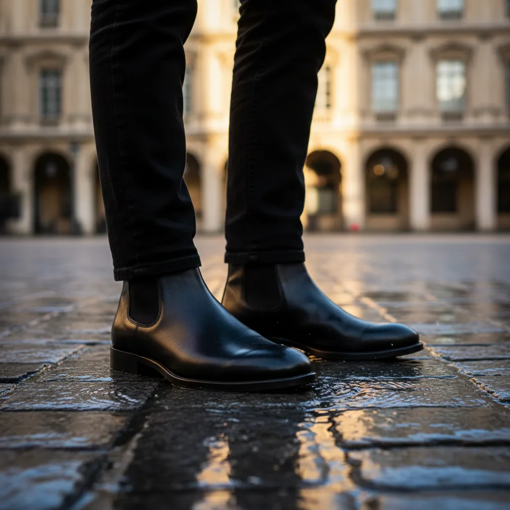 Chelsea boots homme en veau lisse noir